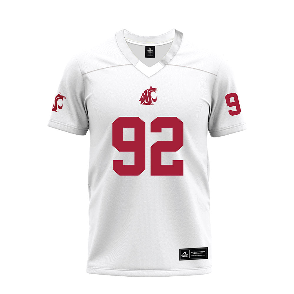 WSU - NCAA Football : Ike Okafor - White Premium Football Jersey-0