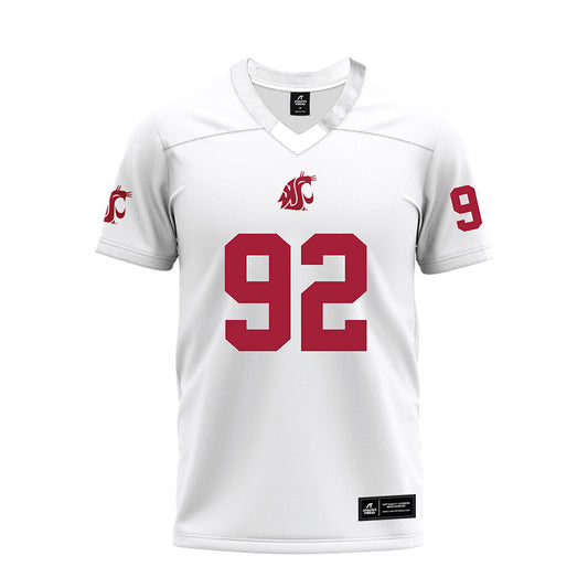 WSU - NCAA Football : Ike Okafor - White Premium Football Jersey-0