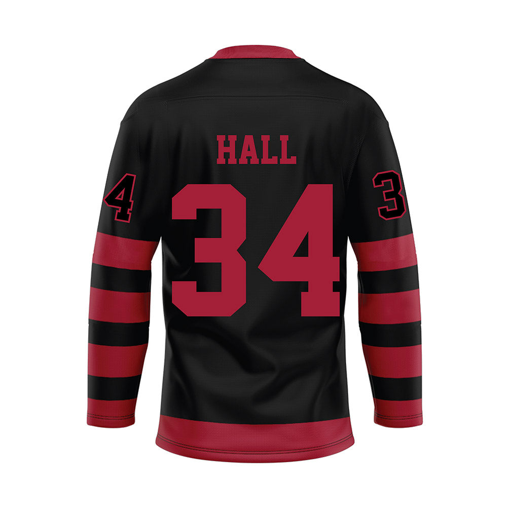 Alabama - NCAA Football : Zay Hall - Black Hockey Jersey-1
