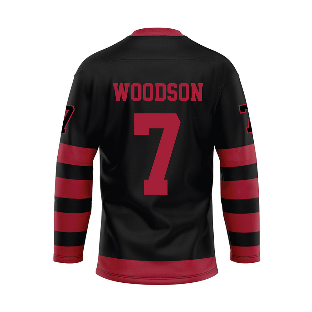 Alabama - NCAA Football : Caleb Woodson - Black Hockey Jersey-1
