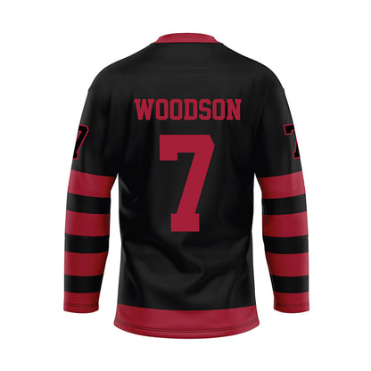 Alabama - NCAA Football : Caleb Woodson - Black Hockey Jersey-1