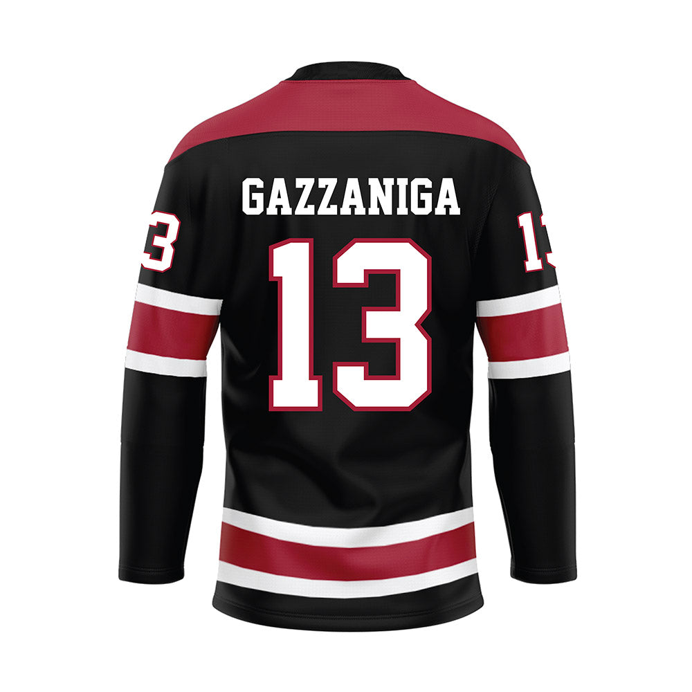 Alabama - NCAA Football : John Gazzaniga - Black Hockey Jersey-1
