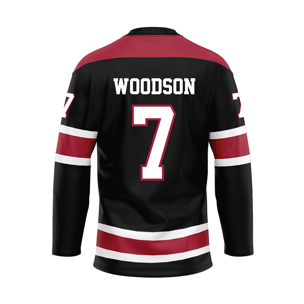 Alabama - NCAA Football : Caleb Woodson - Black Hockey Jersey-1