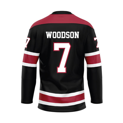 Alabama - NCAA Football : Caleb Woodson - Black Hockey Jersey-1