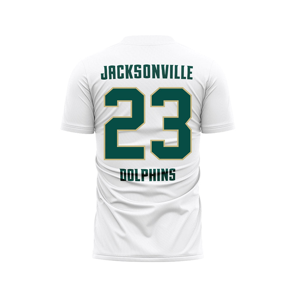 Jacksonville - NCAA Men's Soccer : Pierce Amalberti - White Soccer Jersey-1