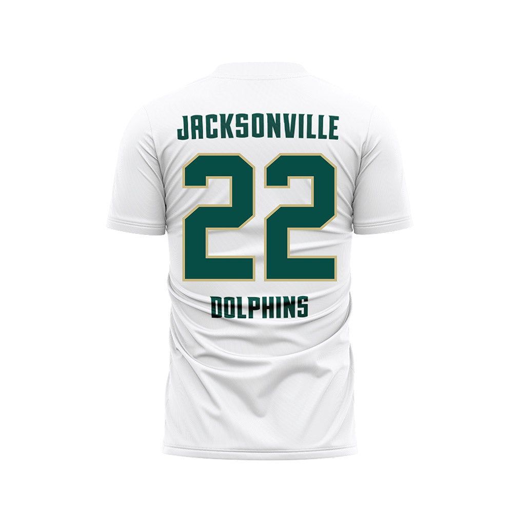 Jacksonville - NCAA Men's Soccer : Logan Hall - White Soccer Jersey-1
