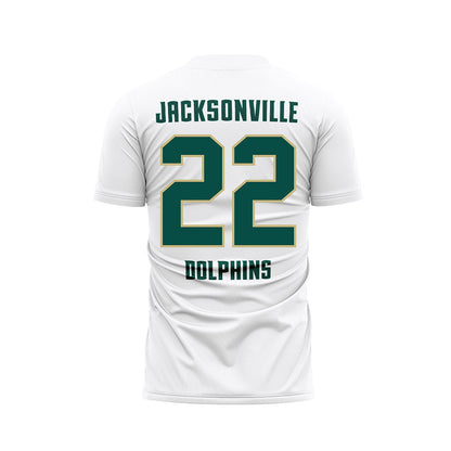 Jacksonville - NCAA Men's Soccer : Logan Hall - White Soccer Jersey-1