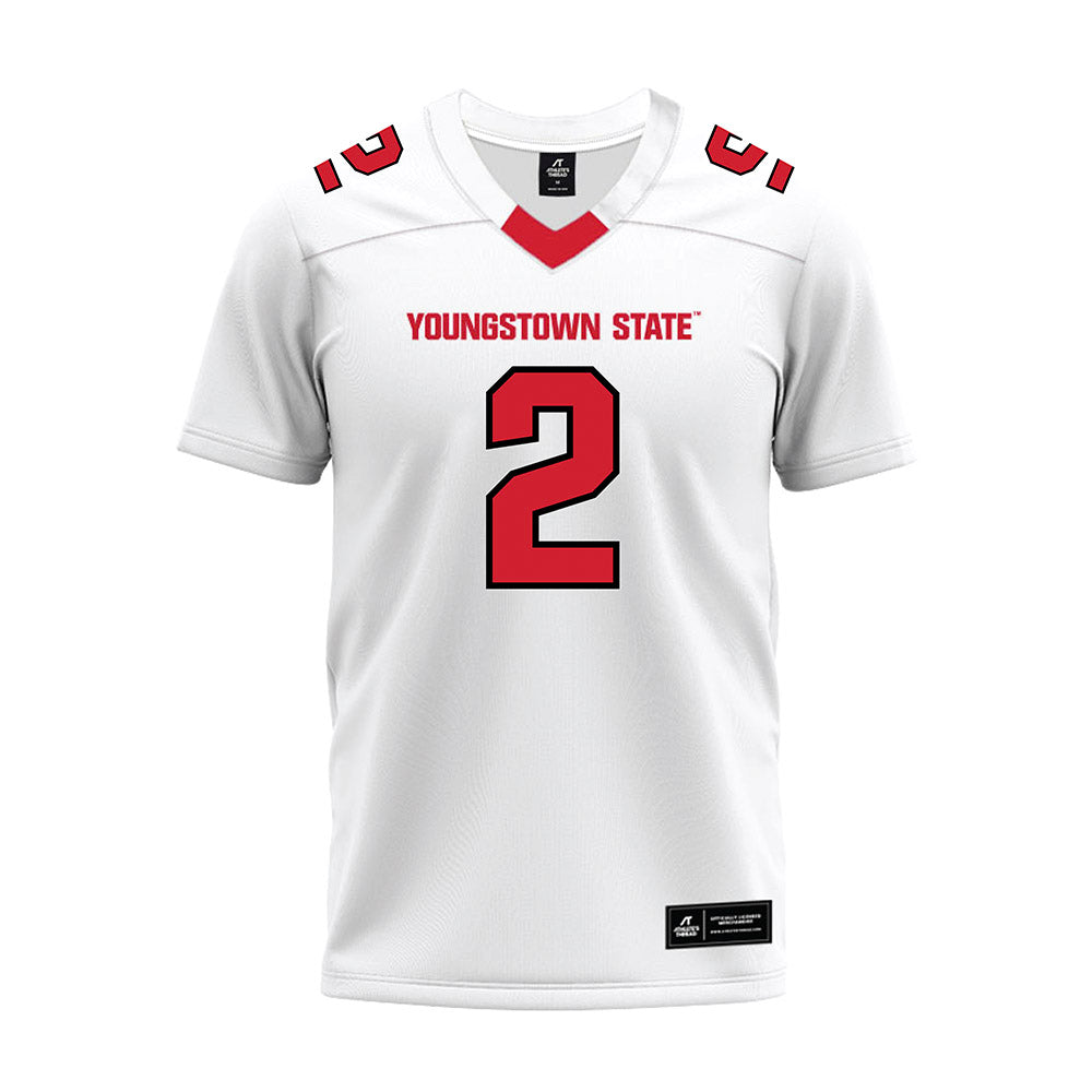 Youngstown State - NCAA Football : Isaiah Hackett - White Premium Football Jersey-0