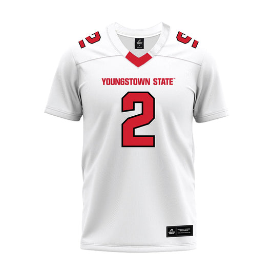 Youngstown State - NCAA Football : Isaiah Hackett - White Premium Football Jersey-0