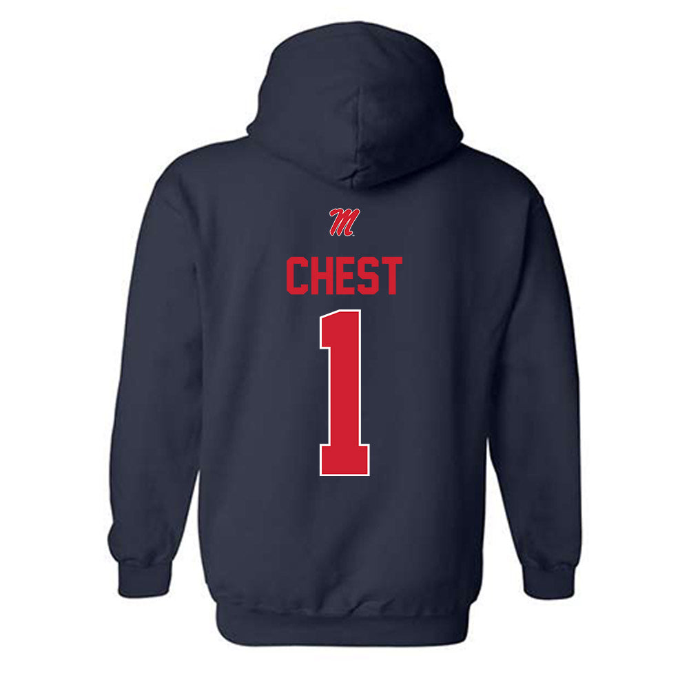 Ole Miss - NCAA Men's Basketball : Corey Chest - Classic Shersey Hooded Sweatshirt-1