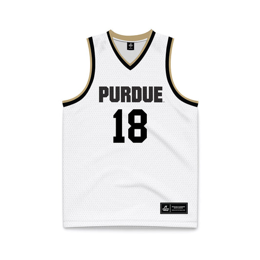 Purdue - NCAA Men's Basketball : Enzo Shahrvin - White Basketball Jersey-0