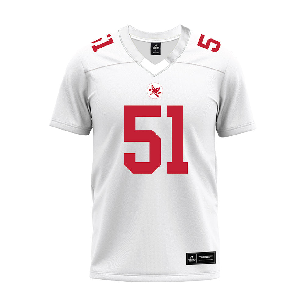 Ohio State - NCAA Football : Luke Montgomery - White Premium Football Jersey-0