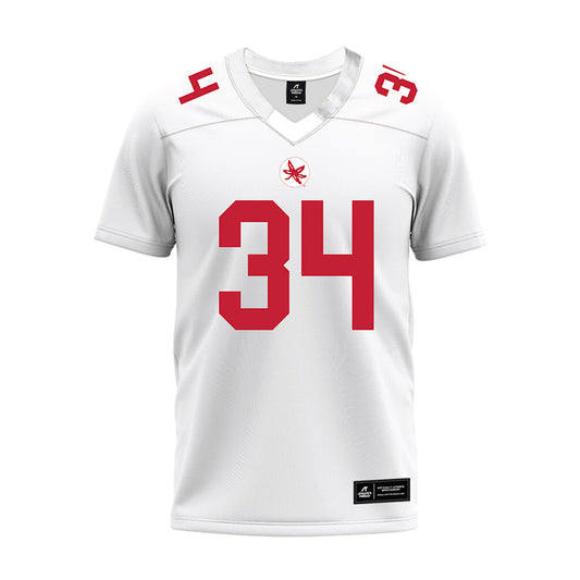 Ohio State - NCAA Football : Brennen Schramm - White Premium Football Jersey-0