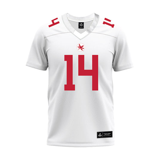 Ohio State - NCAA Football : Beau Atkinson - White Premium Football Jersey-0