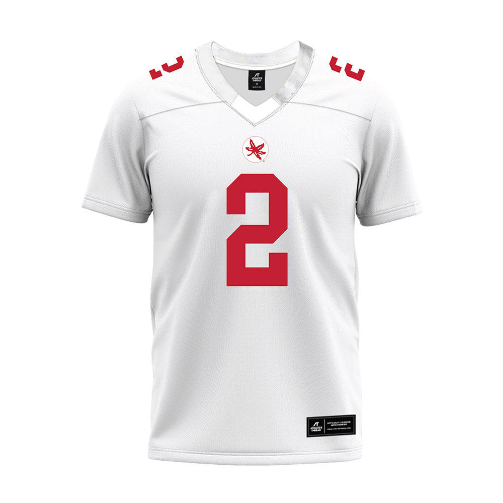 Ohio State - NCAA Football : Legend Bey - White Premium Football Jersey-0