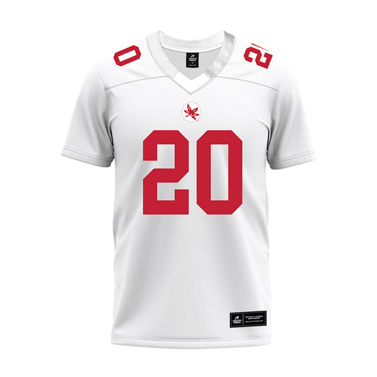 Ohio State - NCAA Football : Cincere Johnson - White Premium Football Jersey-0