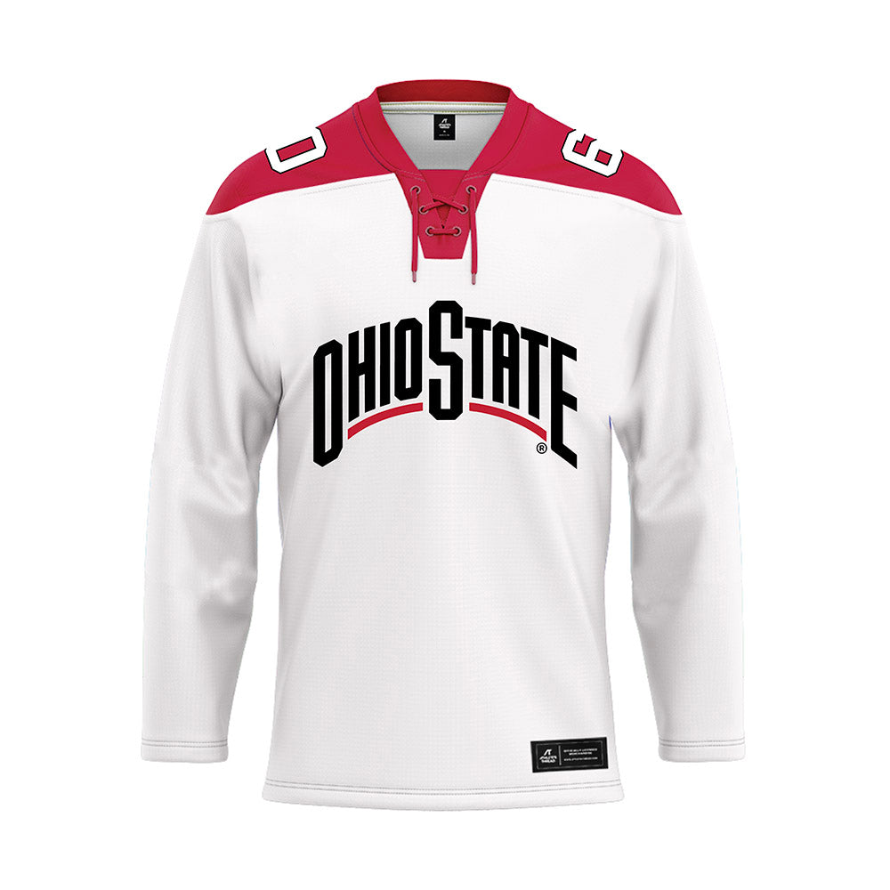 Ohio State - NCAA Men's Ice Hockey : Kristoffer Eberly - White Hockey Jersey-0