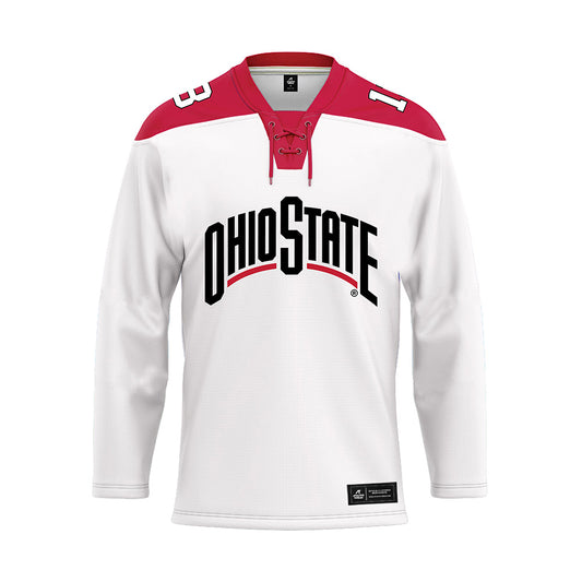 Ohio State - NCAA Men's Ice Hockey : Felix Caron - White Hockey Jersey-0