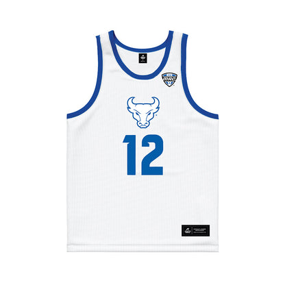 Buffalo - NCAA Men's Basketball : KJ Jones - White Basketball Jersey-0