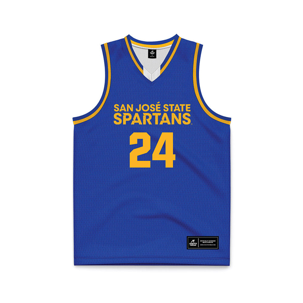 SJSU - NCAA Men's Basketball : Sadraque Nganga - Blue Basketball Jersey-0