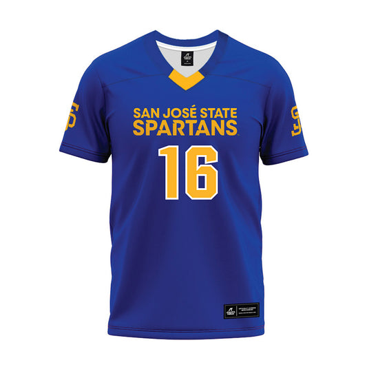 SJSU - NCAA Football : CJ Lee - Blue Premium Football Jersey-0