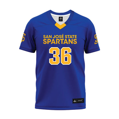 SJSU - NCAA Football : Trajan Sinatra - Blue Premium Football Jersey-0