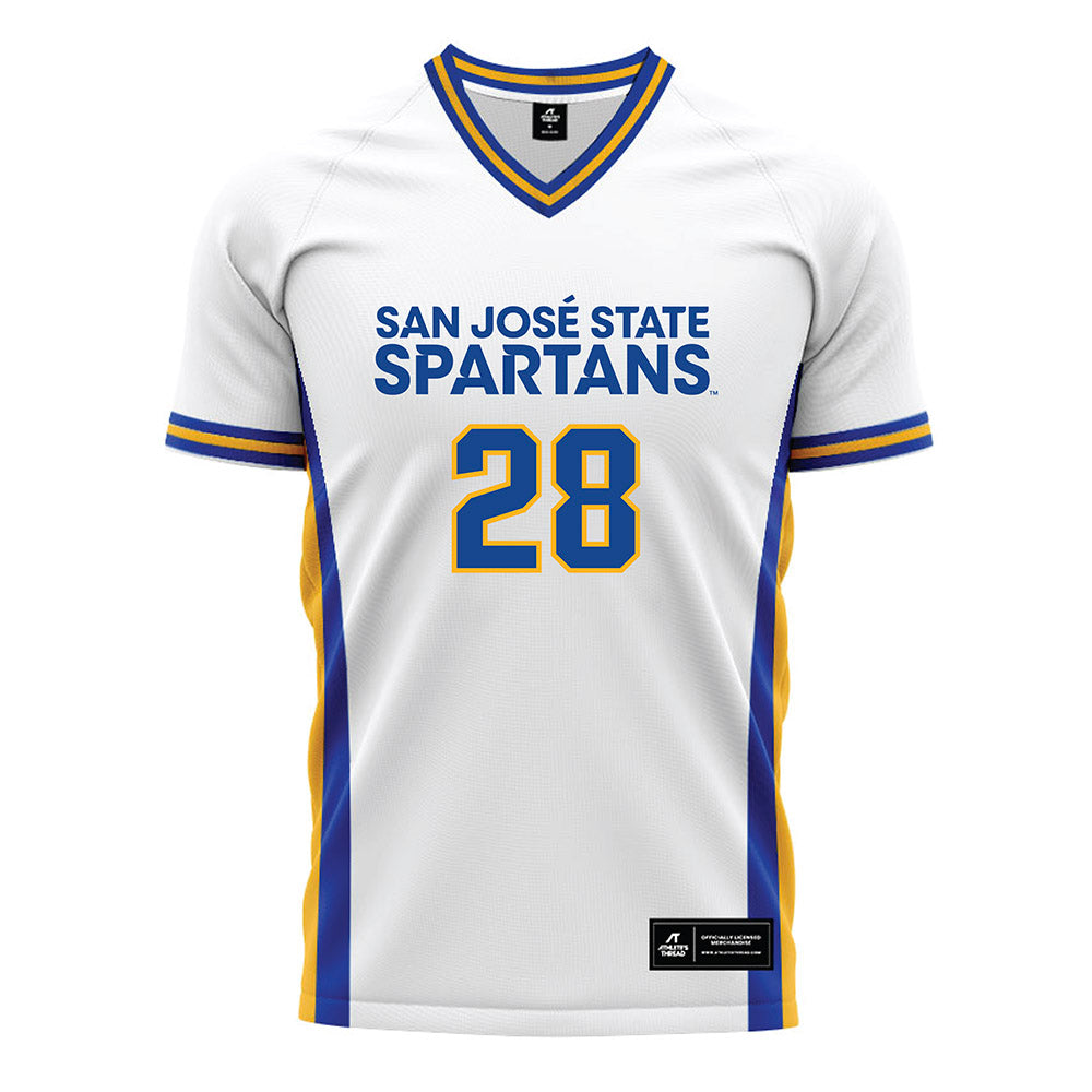 SJSU - NCAA Men's Soccer : Colin Farley - White Soccer Jersey-0
