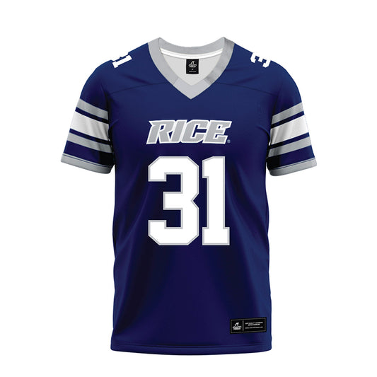 Rice - NCAA Football : Micah Barnett - Blue Premium Football Jersey-0