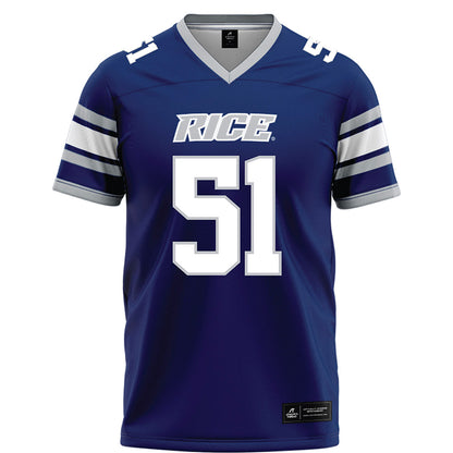 Rice - NCAA Football : Phoenix Derichsweiler - Blue Football Jersey-0