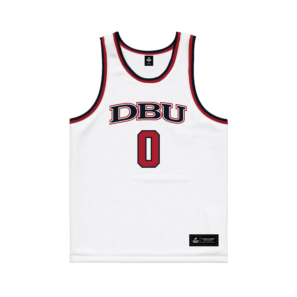 Dallas Baptist - NCAA Men's Basketball : Xavion Brown - White Basketball Jersey-0