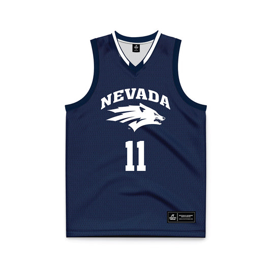 Nevada - NCAA Women's Basketball : Britain Backus - Navy Basketball Jersey-0