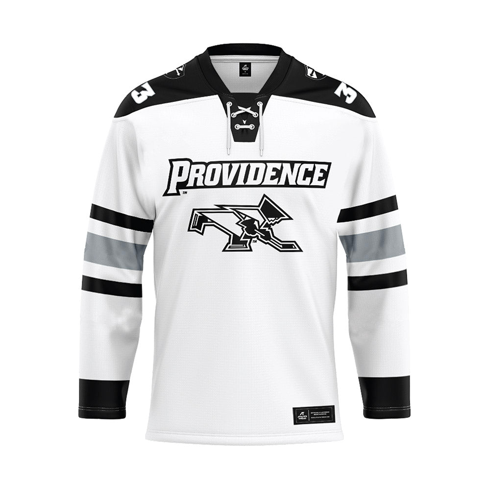 Providence - NCAA Men's Ice Hockey : Aaron Matthews - White Hockey Jersey-0