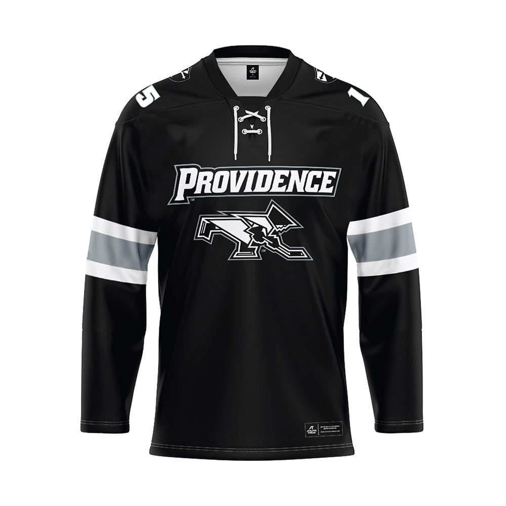 Providence - NCAA Men's Ice Hockey : Will Elger - Black Hockey Jersey