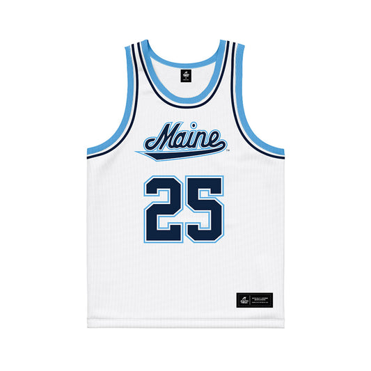 Maine - NCAA Men's Basketball : Keelan Steele - White Basketball Jersey