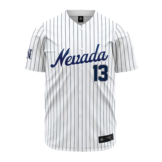 Nevada - NCAA Baseball : Eddie Tierney - White Pinstripe Jersey