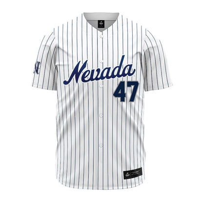Nevada - NCAA Baseball : Luke Schat - White Pinstripe Jersey-0