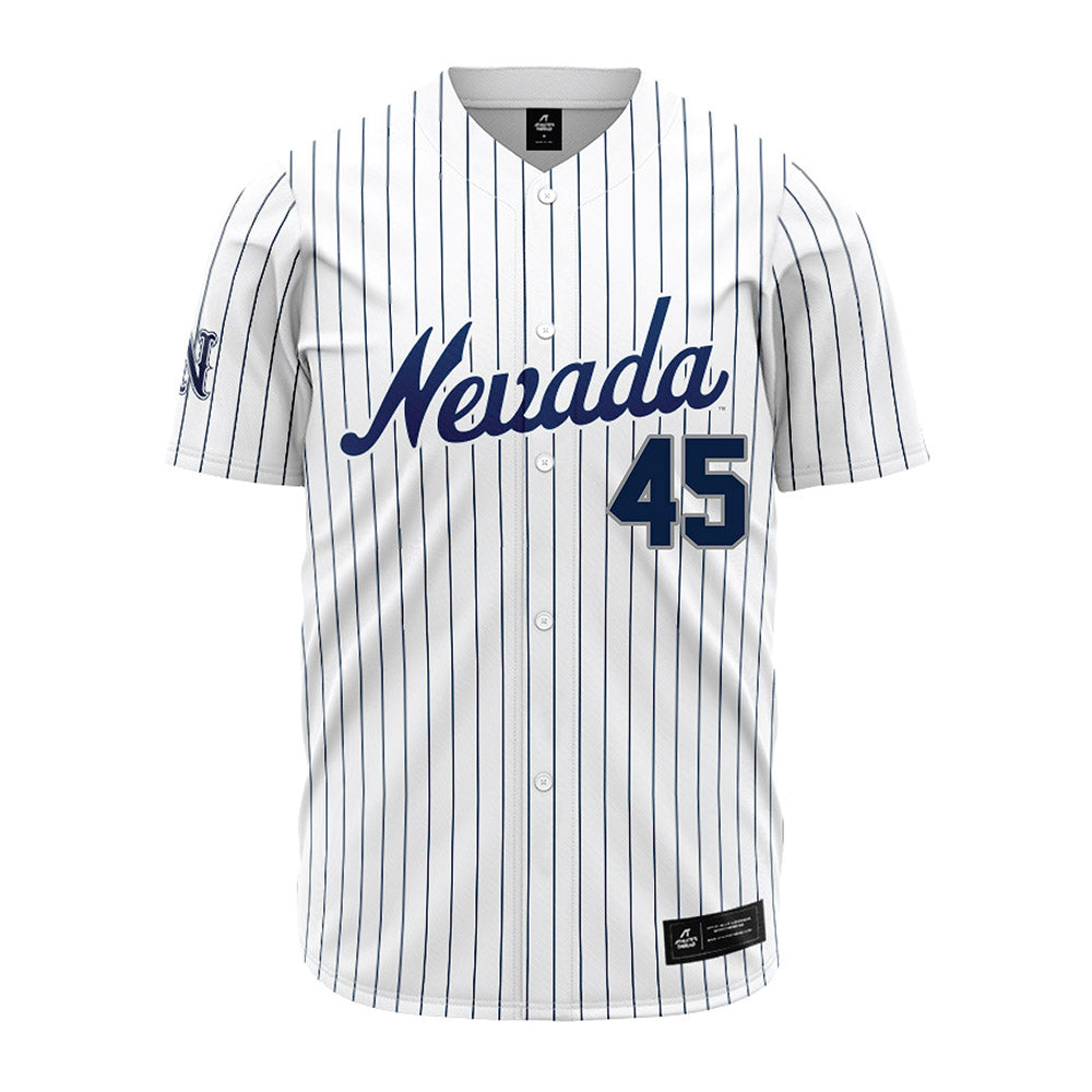 Nevada - NCAA Baseball : Eric Valdez - White Pinstripe Jersey-0