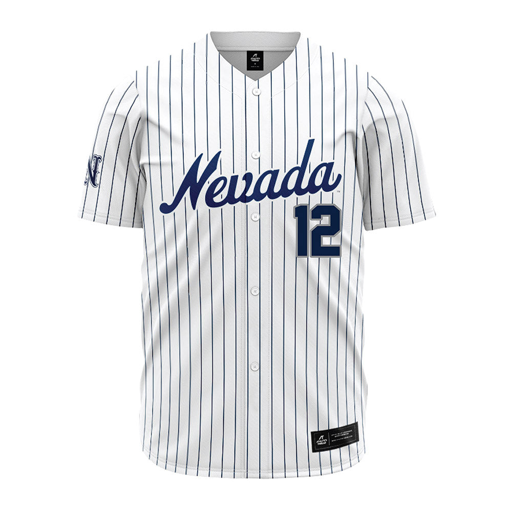 Nevada - NCAA Baseball : Sam Kane - White Pinstripe Jersey-0