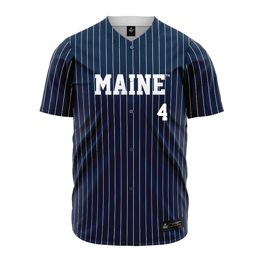 Maine - NCAA Baseball : Nic Pepe - Navy Pin Stripe Jersey-0