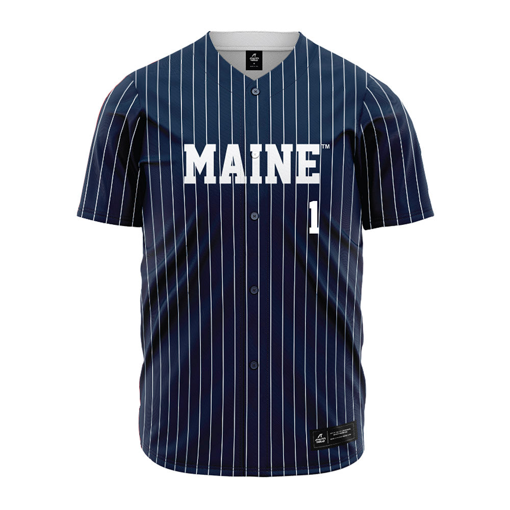 Maine - NCAA Baseball : Rex Hauser - Navy Pin Stripe Jersey-0
