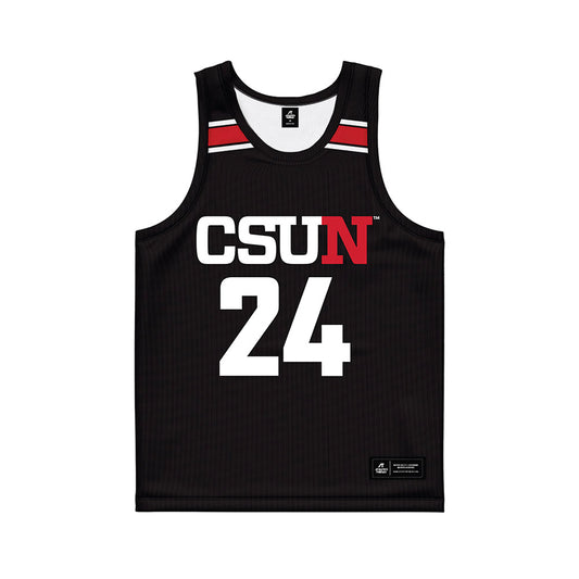 CSUN - NCAA Men's Basketball : Greg Gazarian - Black Basketball Jersey-0
