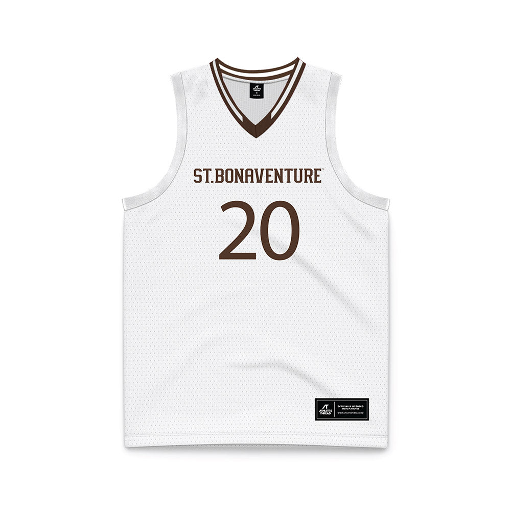 St. Bonaventure - NCAA Men's Basketball : Achille Lonati - White Basketball Jersey-0