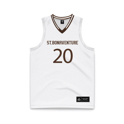 St. Bonaventure - NCAA Men's Basketball : Achille Lonati - White Basketball Jersey-0