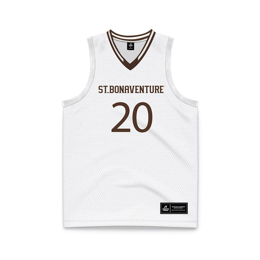St. Bonaventure - NCAA Men's Basketball : Achille Lonati - White Basketball Jersey-0