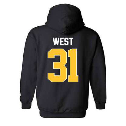 Ferris State - NCAA Men's Ice Hockey : Noah West - Classic Shersey Hooded Sweatshirt-1