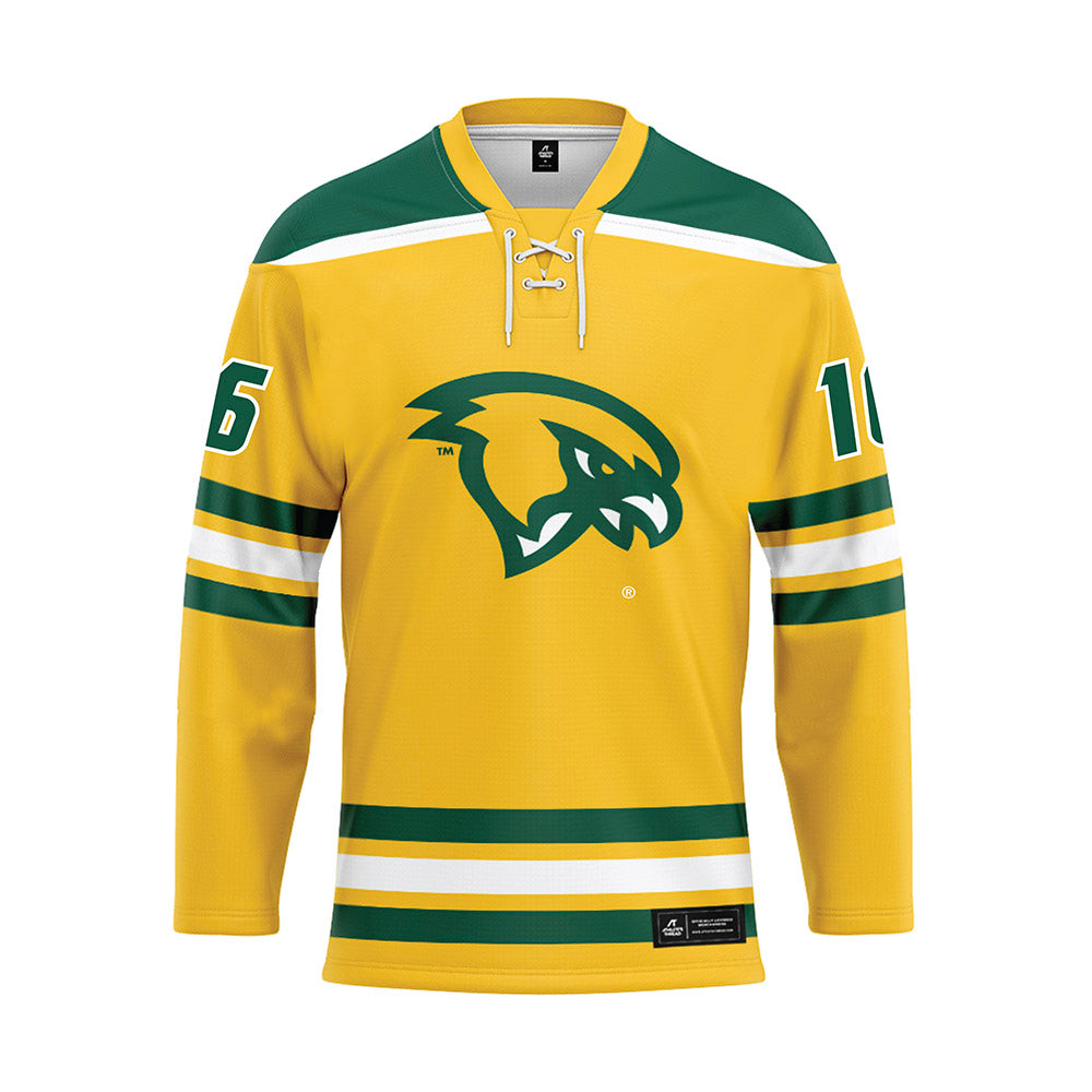 Fitchburg State - NCAA Men's Ice Hockey : Hunter Dunn - Gold Hockey Jersey-0