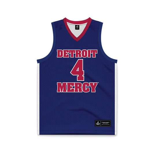 Detroit Mercy - NCAA Men's Basketball : Jordan Briggs - Blue Basketball Jersey-0
