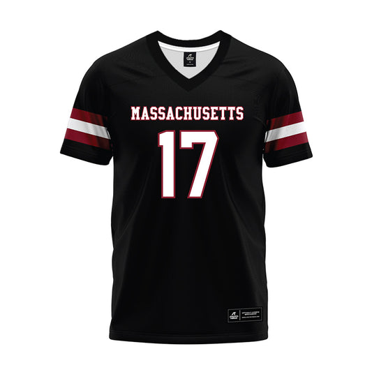 UMass - NCAA Football : Jerry Washington - Black Premium Football Jersey-0