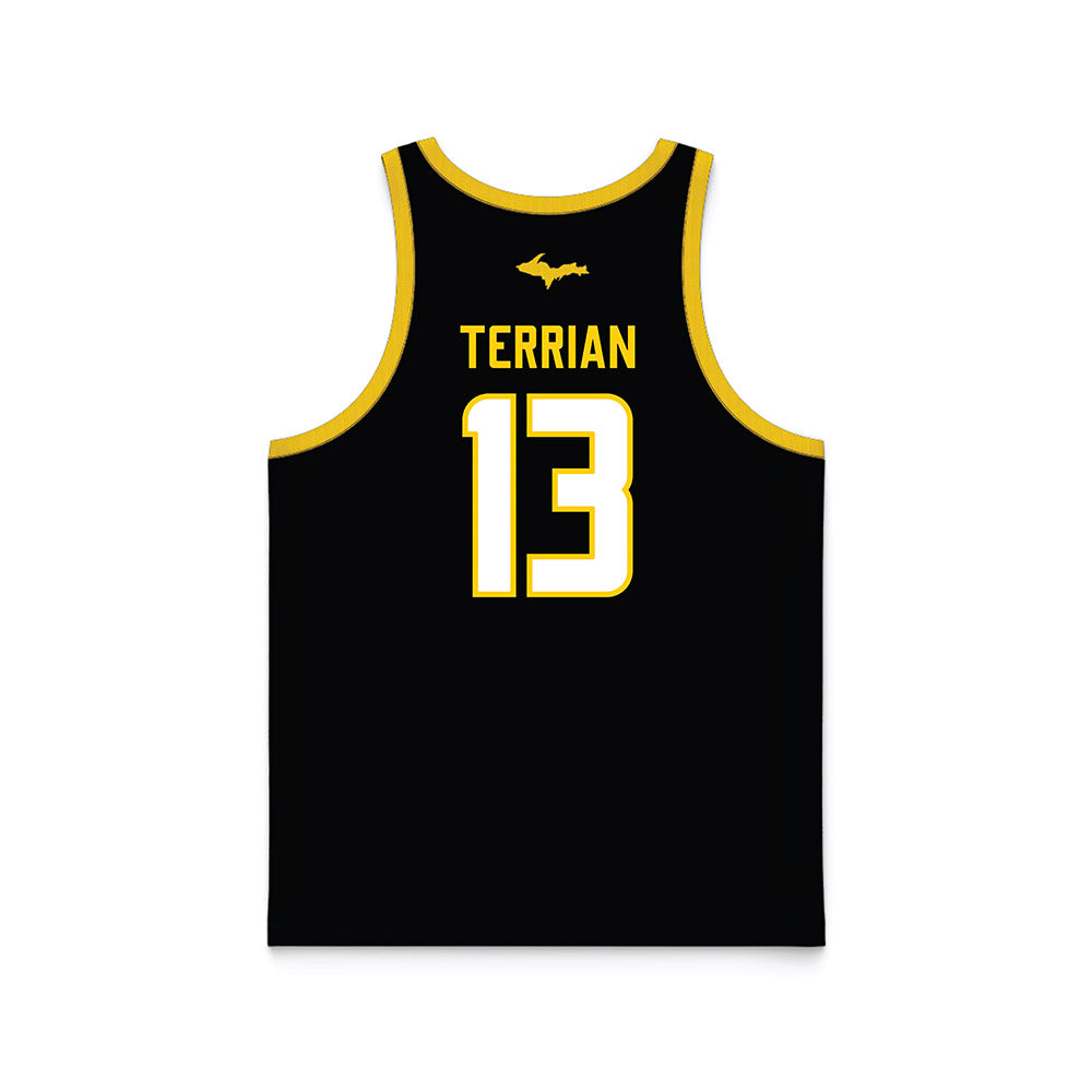 Michigan Tech - NCAA Men's Basketball : Josh Terrian - Black Basketball Jersey