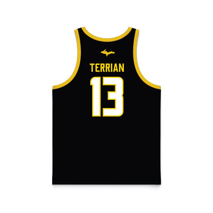 Michigan Tech - NCAA Men's Basketball : Josh Terrian - Black Basketball Jersey